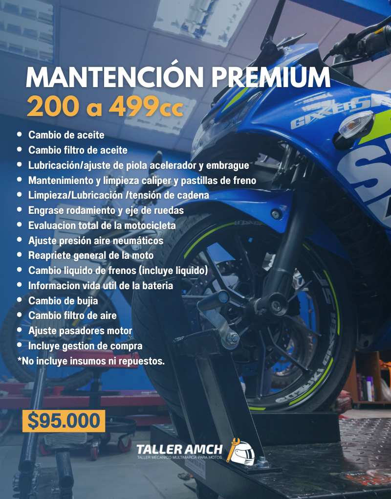 MANTENCIÓN PREMIUM 200cc A 499cc
