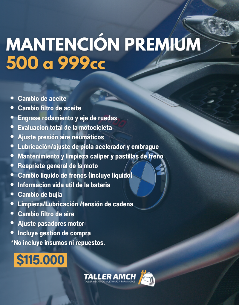 MANTENCIÓN PREMIUM 500cc A 999cc